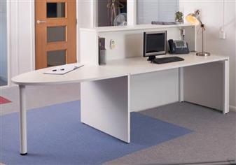 Welcome Desk With D-End Extension Piece In White