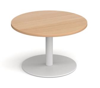 Round Coffee Table - White Base & Beech Top