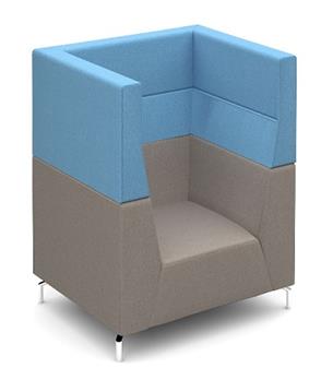 Pod Shown With Two Tone Fabric With Grey Fabric Bottom Pod & Blue Fabric Top Pod
