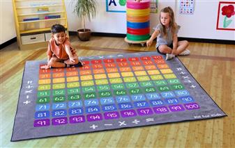 100 Square Counting Grid Carpet