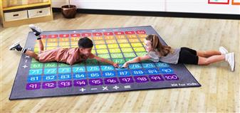 100 Square Counting Grid Carpet