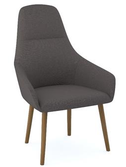 Juno Late Grey Fabric High Back Lounge Chair Wooden Legs