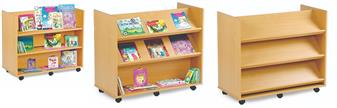 Library Unit With 3 Angled Shelves Each Side