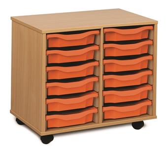 Wooden 12 Single Tray Storage Mobile
