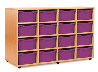 Wooden 16 Double Tray Storage Mobile - Purple Trays