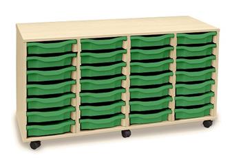 Wooden 56 Shallow Tray Storage - 4 Store Mobile