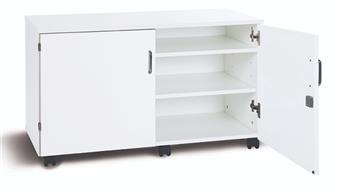 Premium Storage Cupboard Mobile 2 Adjustable Shelves - White 