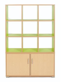 Bubblegum 9 Cube Room Divider Lime + 3 Bay Low Level Cupboard Maple