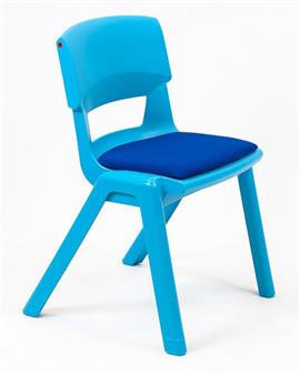 Aqua Blue Chair With Blue Upholstered Seat Pad