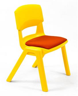 Sun Yellow Chair With Red Upholstered Seat Pad