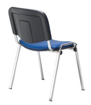 Blue PU Stacking Chair Chrome Frame