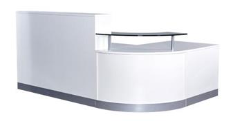 White L Shaped Reception Counter - White