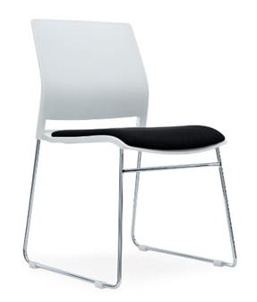 White Verse A-Frame Stacking Chair With Seat Pad
