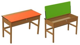 Wooden Teacher Locker Desks Coloured Tops
