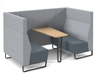 Encore 4 Seater Open Booth - Elapse Grey Seats/Late Grey Backs + Kendal Oak Table