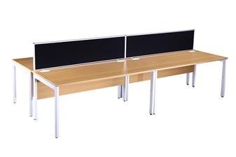 Oak Bench Desking - White Legs With Black Screens