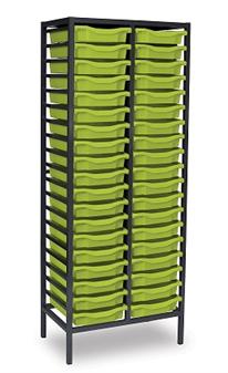 Tall Charcoal Metal Frame Plastic Storage 2 Columns - Lime Trays