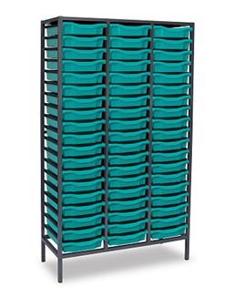 Tall Charcoal Metal Frame Plastic Storage 3 Columns - Turquoise Trays