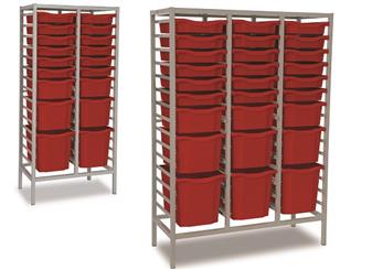 Mid Height Grey Frame Combination Plastic Storage - 18 Tray & 27 Tray
