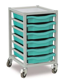 Grey Frame 1 Column Mobile Unit - Turquoise Trays