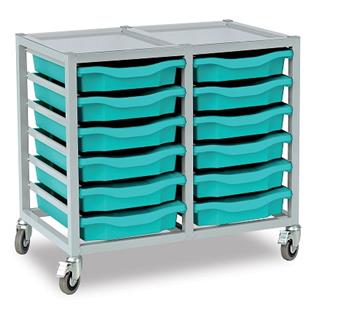 Grey Frame 2 Column Mobile Unit - Turquoise Trays