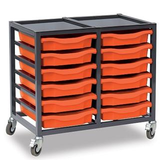 Low Charcoal Double Column Mobile Unit - 12 Tangerine Trays