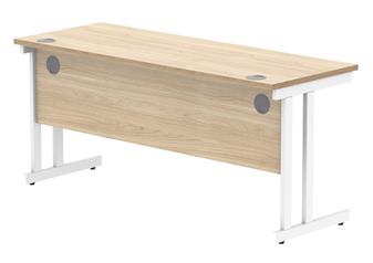 Primus Desk 1600w x 600d, Oak Top & White Legs