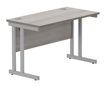Primus Desk 1200w x 600d, Grey Oak Top & Silver Legs