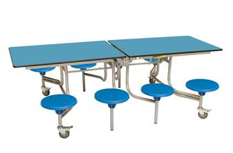 8 Seat Rectangular Table -  Azure/Blue Poly Seats