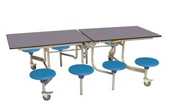 8 Seat Rectangular Table -  Blue-Grey/Blue Poly Seats
