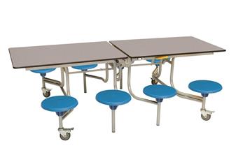 8 Seat Rectangular Table -  Dove/Blue Poly Seats