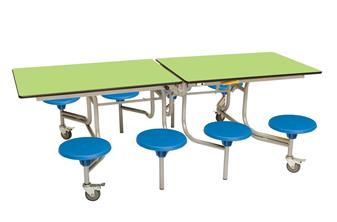 8 Seat Rectangular Table -  Lime/Blue Poly Seats