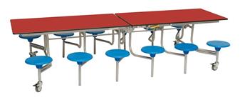 12 Seater Rectangular Mobile Table Red/Blue