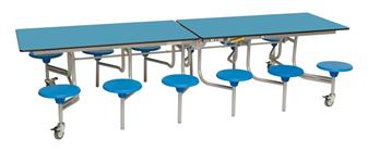12 Seater Rectangular Mobile Table Azure/Blue