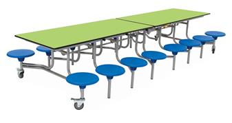 16 Seat Rectangular Mobile Dining Table Lime/Blue Seat