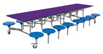 16 Seat Rectangular Mobile Dining Table Purple/Blue Seat