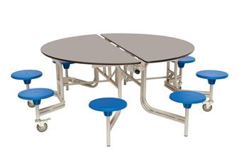 8 Seat Round Mobile Folding Table Dove/Blue Seats