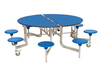 8 Seat Round Mobile Folding Table Royal/Blue Seats
