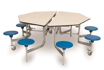 Octagonal Mobile Folding Dining Table Grey/FleckBlue - 8 Seats