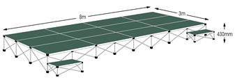 Ultralight 8m x 3m Stage Pack - Moss Green Carpet