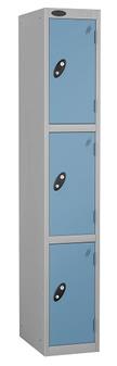 3 Door Steel Locker - Silver Carcass & Ocean Doors