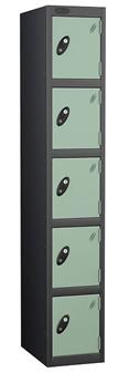 5 Door Steel Locker - Black Carcass & Jade Doors