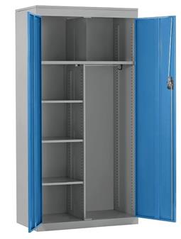 Steel Janitor Cupboard - Silver Carcass & Blue Doors