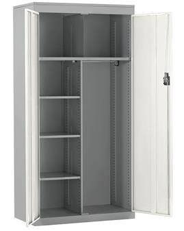 Steel Janitor Cupboard - Silver Carcass & White Doors