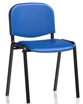 Blue Vinyl Stacking Chair - Black Frame