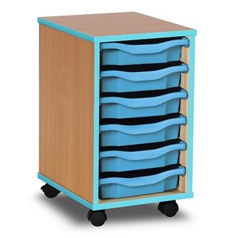 Coloured Edge 6 Single Tray Storage Mobile - Cyan 