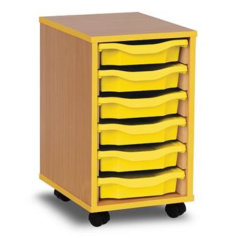 Coloured Edge 6 Single Tray Storage Mobile - Yellow
