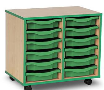 Coloured Edge 12 Single Tray Storage Mobile - Green