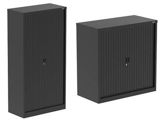 Steel Tambour Cupboards Black