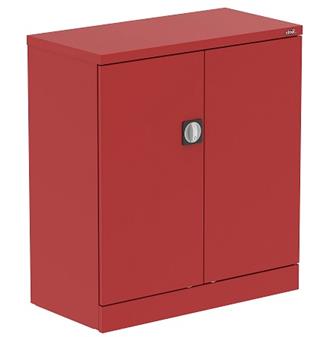 Steel Stationery Cupboard Low Red